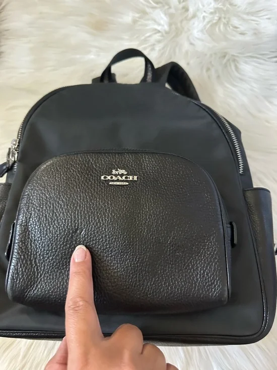 Coach Black Nylon and Leather Front-Pocket Backpack - Picture 11 of 13